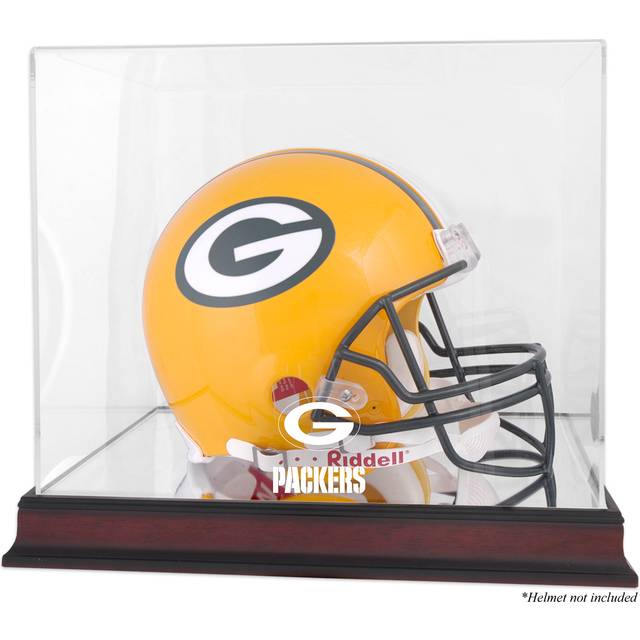 Green Bay Packers Mahogany Helmet Logo Display Case with Mirror Back