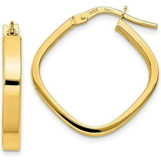 14K Yellow Gold Flat Edge Square Hoop Earrings