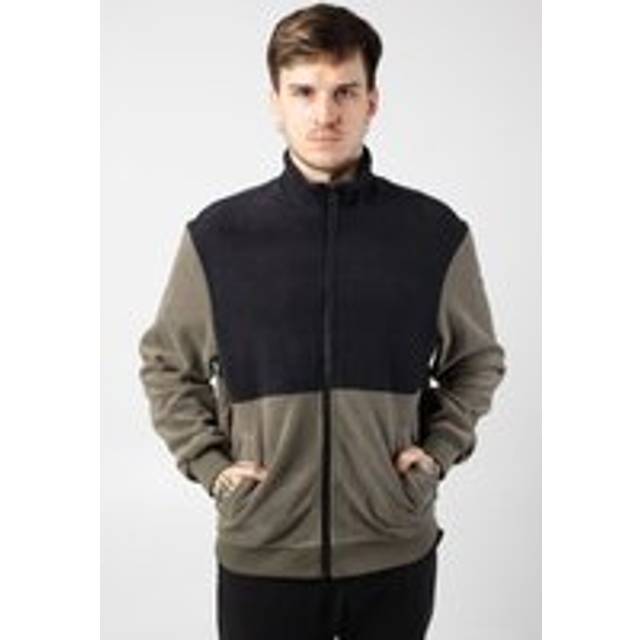 Urban Classics Colour Block Polar Fleece Fleecejacka - black/olive - S