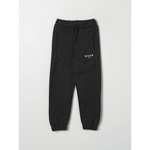 MSGM, Sweatpants, unisex, Black, 8 Y, Black Logo Print Joggers Elasticated Cuffs