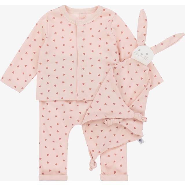 Petit Bateau Baby Cotton Outfit & Bunny Comforter Set, Saline/Rosewood