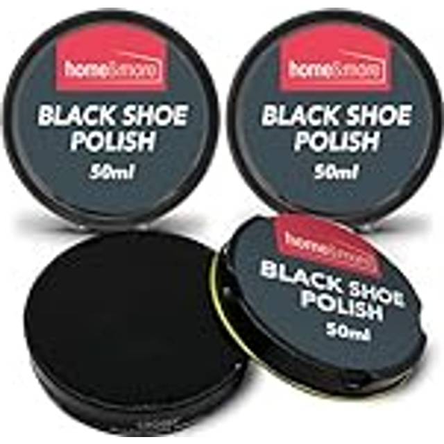 3pk Black Shoe Polish 50ml Tins Black Boot Polish Black Leather Shoe Polish with Beeswax Carnauba Wax for lasting Shine Care Black Polish Shoes