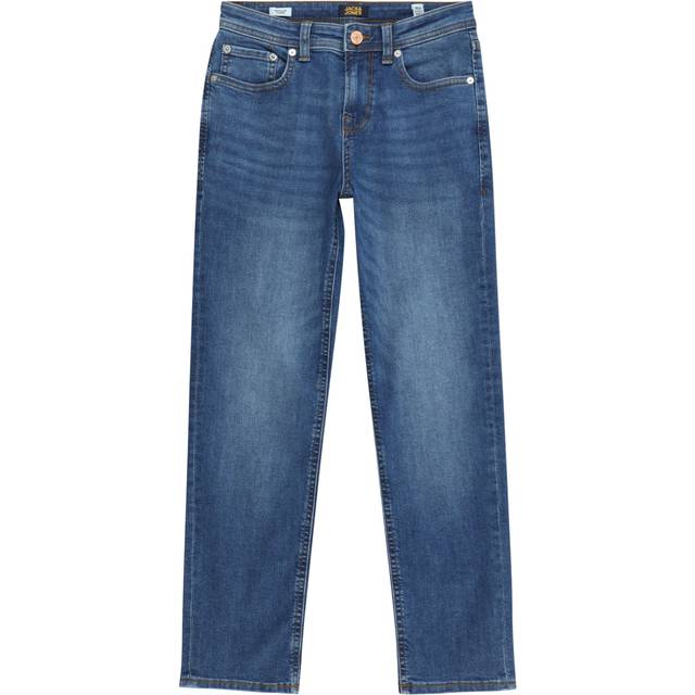 JACK & JONES barn normal passform jeans JJICLARK JJORIGINAL SQ 223 NOOS JNR normal passform jeans junior, Blå denim, 116