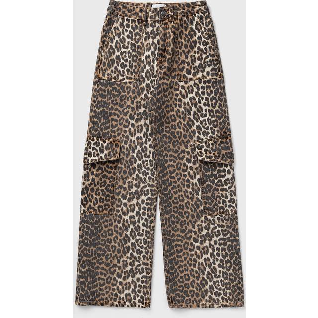 Ganni Angi Leopard-Print Denim Jeans - 27 - Multi