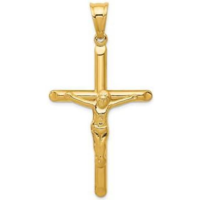 14K Yellow Gold Polished Hollow Crucifix Pendant