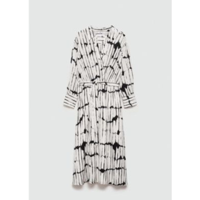 Mango Alexia Stripe Shirt Dress, White/Black