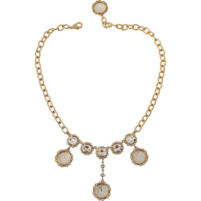Dolce & Gabbana Women's Crystal Watch Necklace Gold Statement Necklace Women - Size: ONE size