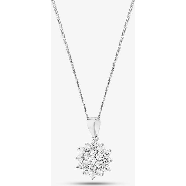 Sterling Silver Cubic Zirconia Large Round Cluster Necklace 247/222 8.13.0034