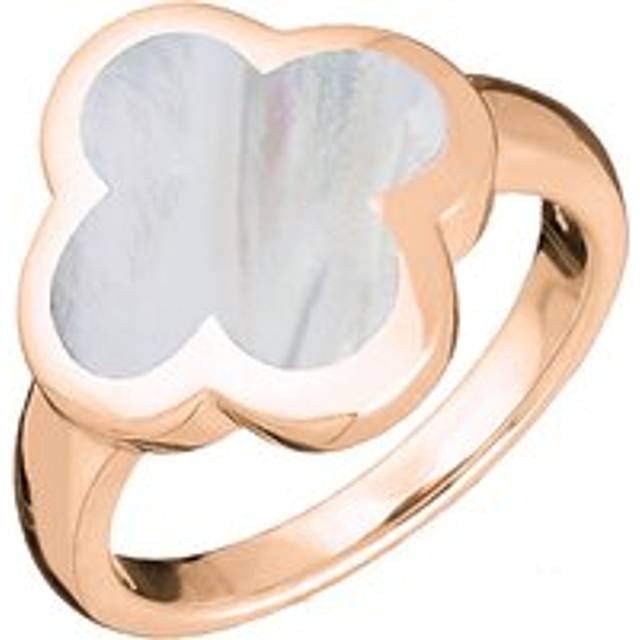 9ct Rose Gold White Mother of Pearl Bloom Four Leaf Clover Ring - Y