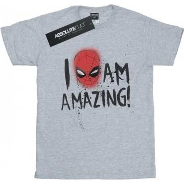 (M, White) Marvel Mens Spider-Man I Am Amazing T-Shirt