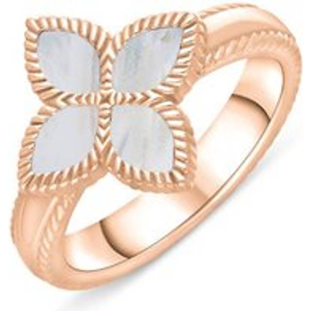 9ct Rose Gold White Mother of Pearl Eden Marquise Flower Ring - I