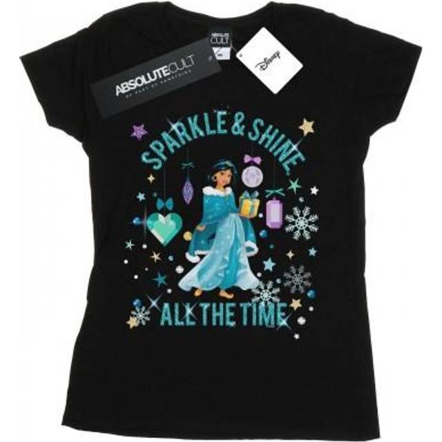 Princess Jasmine Sparkle And Shine Cotton T-Shirt - Black - XXL