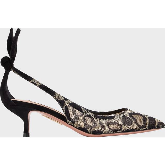 AQUAZZURA Klackskor Bow Lace Pump 50 Guld/svart EUR 36