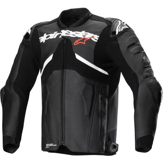 Alpinestars Atem V5 perforated Motorcycle Leather Jacket, black-white, Size 48 for Men