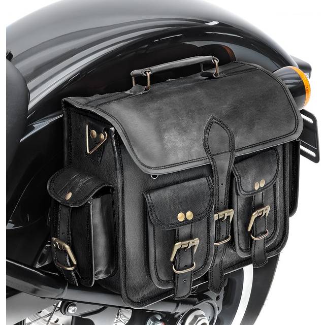 Leder Satteltasche passend für Chopper / Custombike Classic Seitentasche Craftride SV3 schwarz CB19463