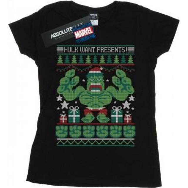 Hulk Want Presents Fair Isle Cotton T-Shirt - Black - XXL