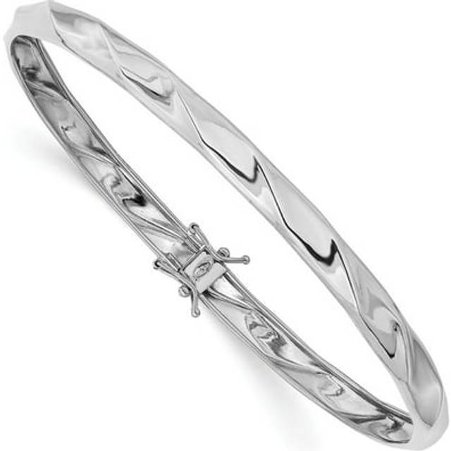 14K White Gold Polished Twisted Flexible Bangle Bracelet