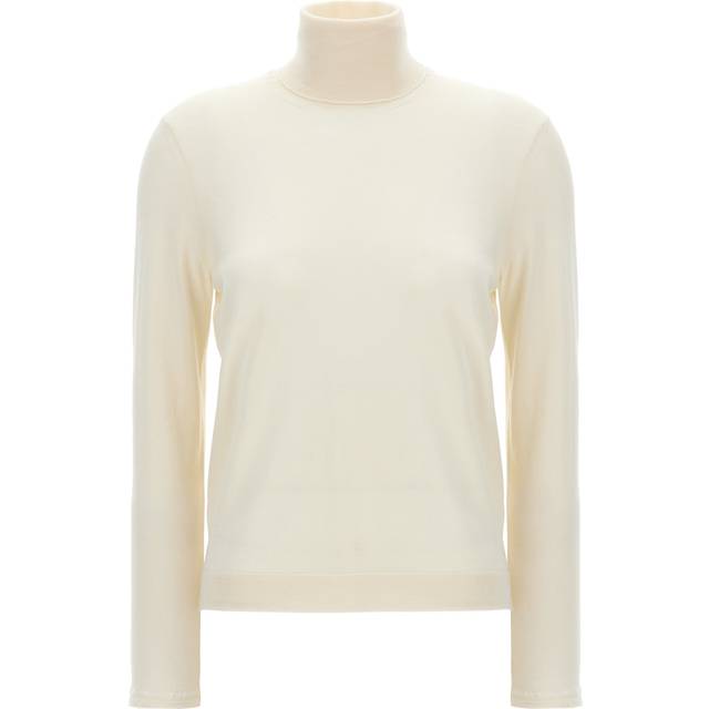 Tom Ford-Silk Cashmere Turtleneck Sweater Maglioni Bianco-Donna - White