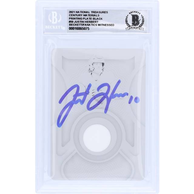 Justin Herbert Los Angeles Chargers Autographed 2021 Panini National Treasures Printing Plate Relic #CM-JUH #1/1 Beckett Fanatics Witnessed Authenticated 10 Card