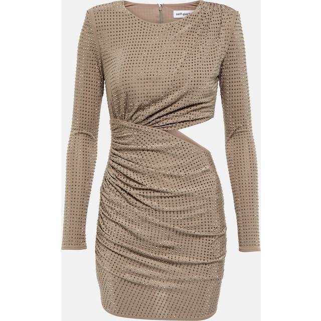 Self-Portrait Rhinestone-embellished minidress - grey (UK 14)