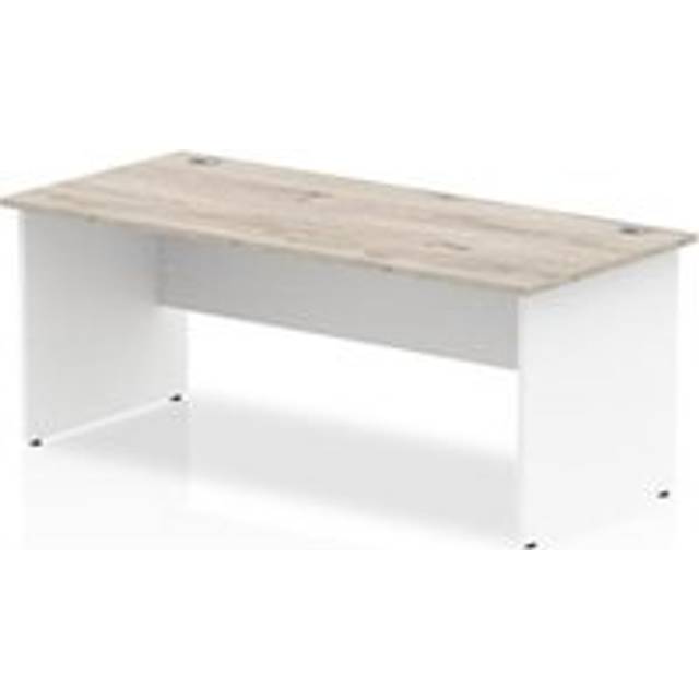Impulse 1800 x 800mm Straight Desk Grey Oak Top White Panel End Leg