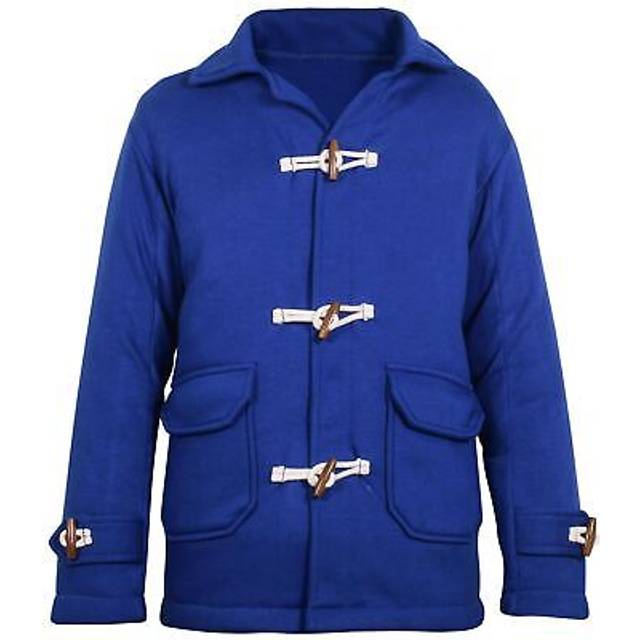 Kids girls boys plain royal duffle coat fleece long sleeves jacket age 7-13 yr