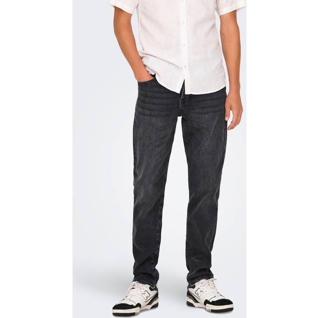 Only & Sons - Yoke Tapered Black Denim - Jeans - black - W34 / L32 - 99% Cotton, 1% Elastane,Denim