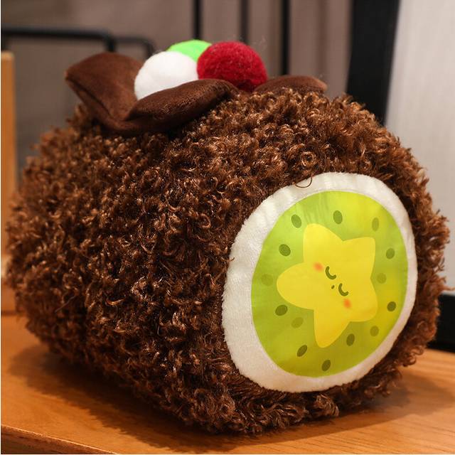 (Brown) Chocolate Swiss Roll Macaron Plush Toy Pp Cotton Stuffed Doll Girl Birthday Gift