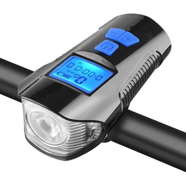 (Blue, 2) Bike Lights Waterproof Usb Charging Lcd Screen Bicycle Handlebar Cycling Flashlight