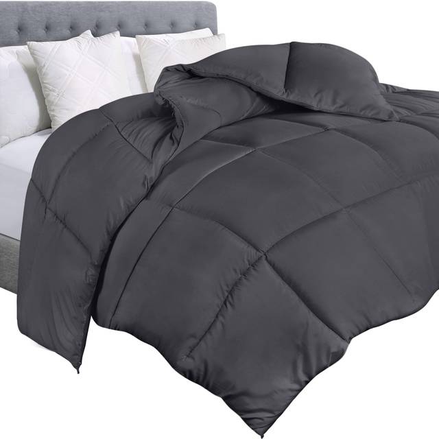 Utopia Bedding Comforter Duvet Insert - Quilted Comforter with Corner Tabs - Box Stitched Down Alternative Comforter King  Grey