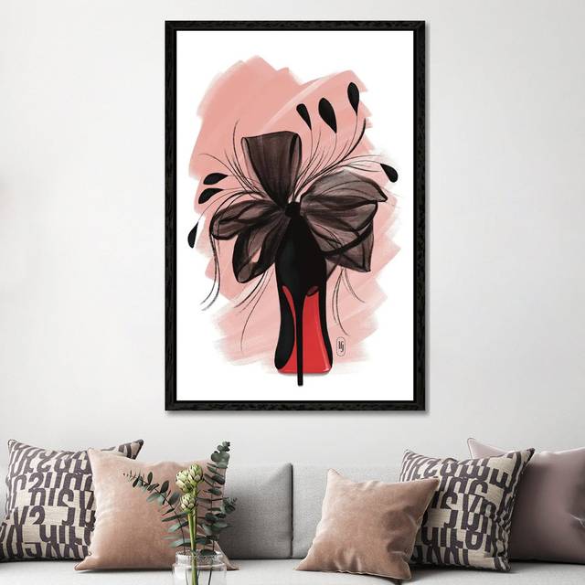 Black Feather Heel by La Femme Jojo - Gallery-Wrapped Canvas Giclée on Canvas - Black Floater Framed (152.4cm H x 101.6cm W)
