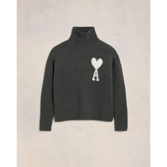 AMI Paris Gray Ami de Coeur Turtleneck - Dark Grey/061 - XXS