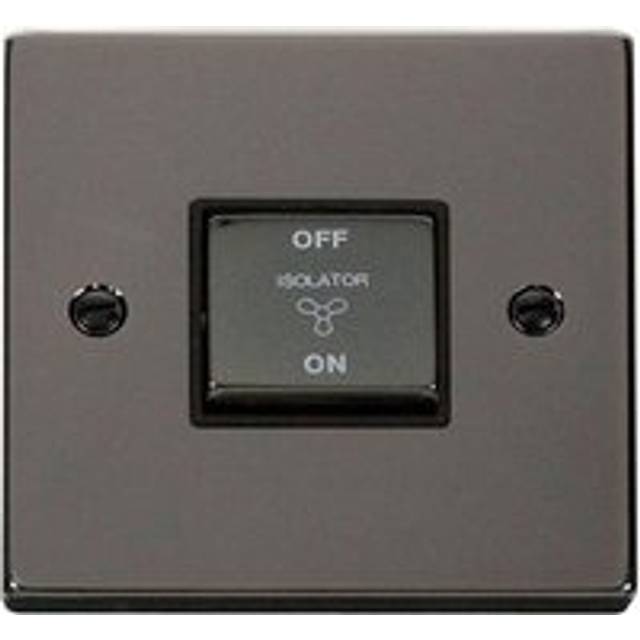 Black Nickel 10A 1 Gang Ingot 3 Pole Fan Isolation Switch - Black Trim Se Home
