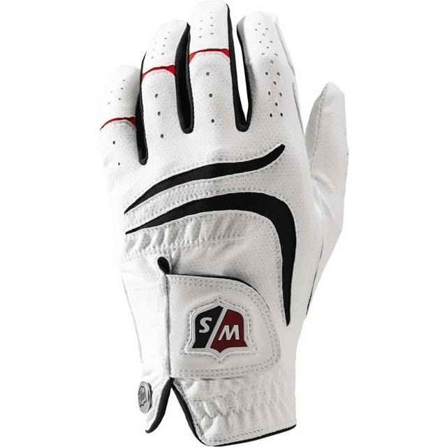 Wilson Staff Herren Golfhandschuh, Grip Plus, Material-Kombi, Größe: M/L, Linkshand, MLH, weiß, WGJA00680ML
