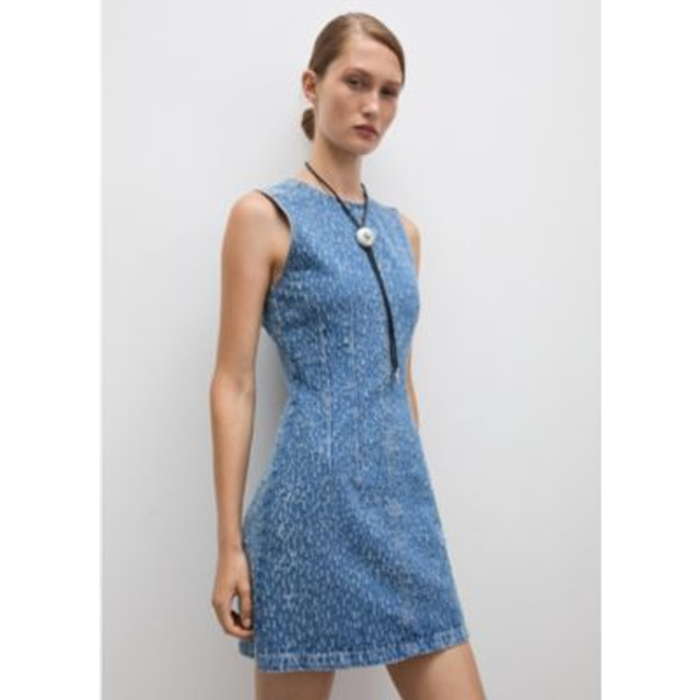 Mango – Mellanblå, ärmlös jeansklänning