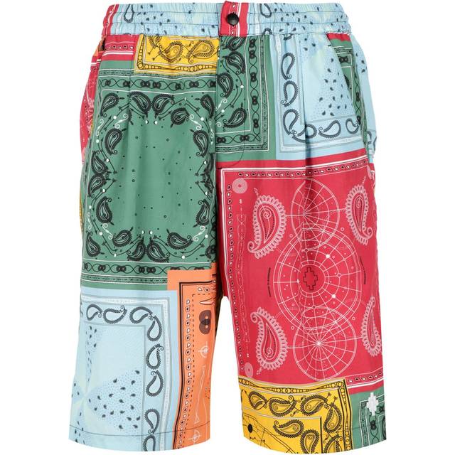 Marcelo Burlon, Shorts, Herr, M, Bomull, Casual Shorts med Bandanamönster - red (M)