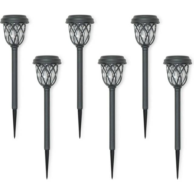 ValueLight Set of 6 Diamond Black Outdoor Solar Spike Light - ValueLights - 42.5 x 9.8 x 9.8cm