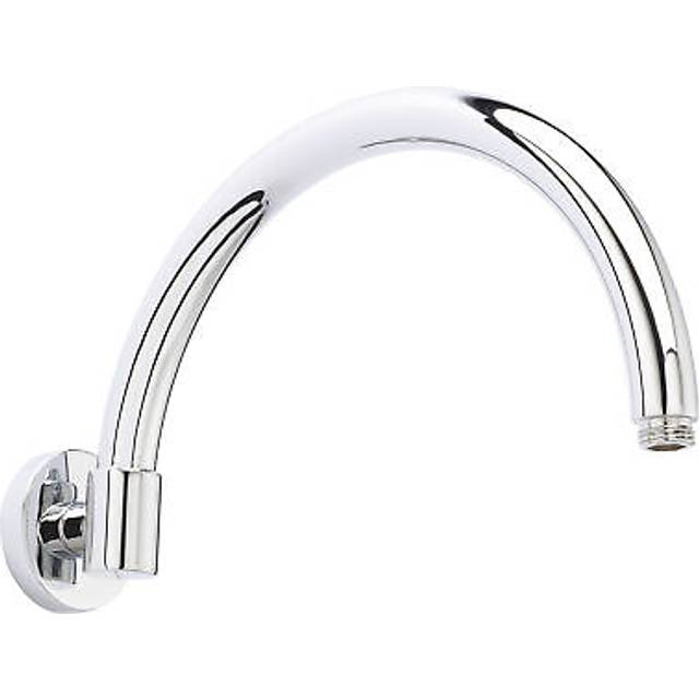 Round wall mount curved shower arm - 303mm - chrome