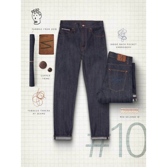 Nudie Jeans Steady Eddie II Deadstock 10 Mid Waist Regular Tapered Fit Men's Organic Jeans W32/L32 Sustainable Denim - Blue (W32/L32)