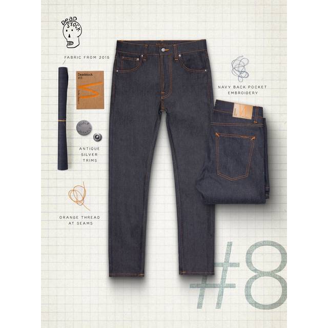 Nudie Jeans Lean Dean Dry Deadstock 8 Mid Waist Slim Tapered Fit Men's Organic Jeans W31/L30 Sustainable Denim - Blue (W31/L30)