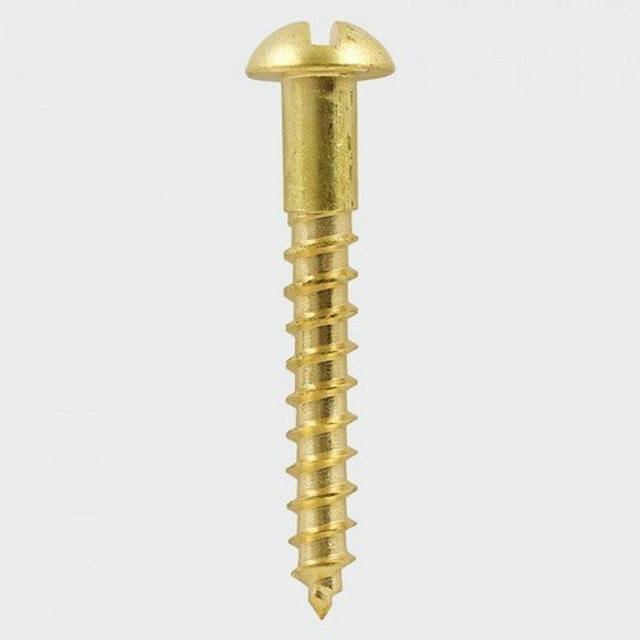 "TIMco 08112RBS Brass Woodscrew Slotted Round 8 x 1.1/2"" Box of 200"