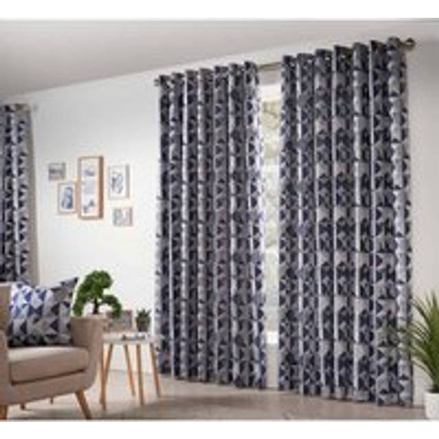 Essential Living Zandi 66" X 90" Navy Ring Top Curtains, Blue