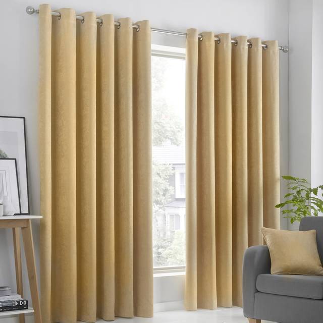Fusion Strata Dim-Out Eyelet Curtains - Ochre - width: 117x137cm(46x52inches)