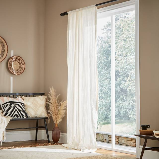Pineapple Elephant Zofia Broderie Cotton Anglaise Ready Made Single Voile Curtain Natural - Beige