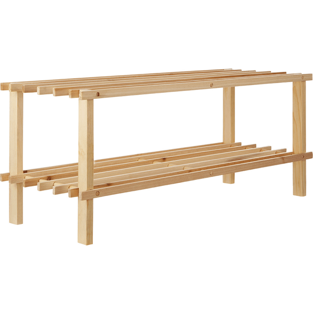 Premier Housewares - Interiors by Premier 2 Tier Cedar Wood Shoe Rack, Under Stairs Shoe Storage Solution, Wooden Shoe Stand for Home, Office