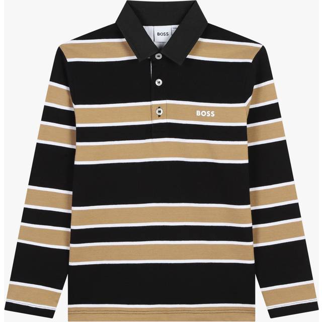 HUGO BOSS Kids' Stripe Polo Shirt, Black/Multi