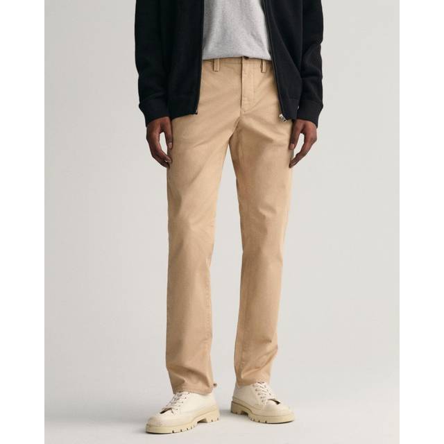 Gant Mens Slim Fit Twill Chinos - Beige Cotton - Size 38W/32L