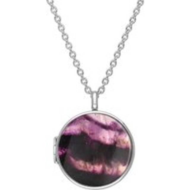 Sterling Silver Blue John Large Round Locket