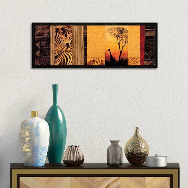 African Plains by Chris Donovan - Floater Frame Panoramic Gallery-Wrapped Canvas GiclÃ©e on Canvas - Black (30.48cm H x 91.44cm W)