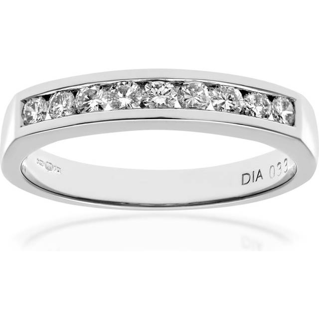 (O) Jewelco London Platinum Channel Set Half Eternity Ring, IJ/I Certified Diamonds, Round Brilliant, 0.33ct Diamond